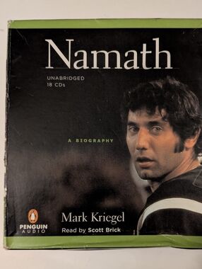 NAMATH Penguin Audiobook Box Black Green Cover 18 CDs Unabridged Biography 2004